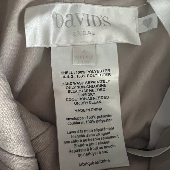 David's Bridal One Shoulder Strap Beige Maxi Dress Size 4 - Picture 2 of 16